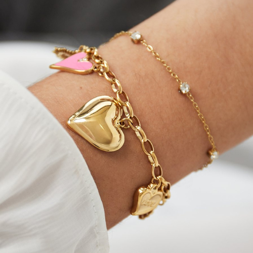 Bedelarmband Pink Love