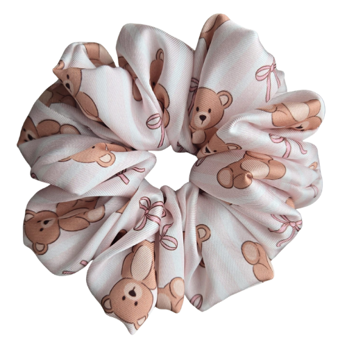 NEW - Teddy Bows Satin Scrunchie