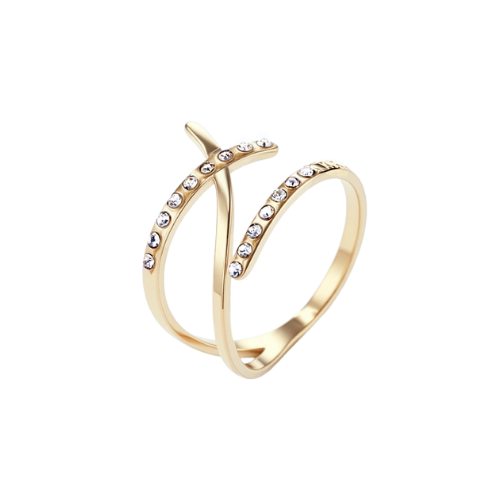 Stijlvolle goudkleurige damesring van stainless steel - verstelbare ring